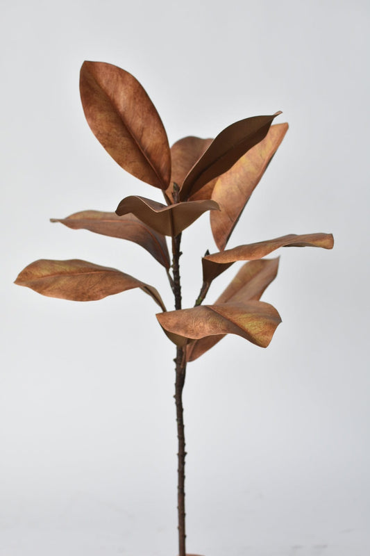 21" Faux Magnolia Leaf Stem : Tobacco