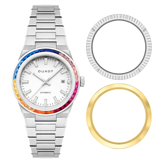 Duxot Men's 38mm Alicante Rainbow Automatic Interchangeable Bezel Bracelet Watch