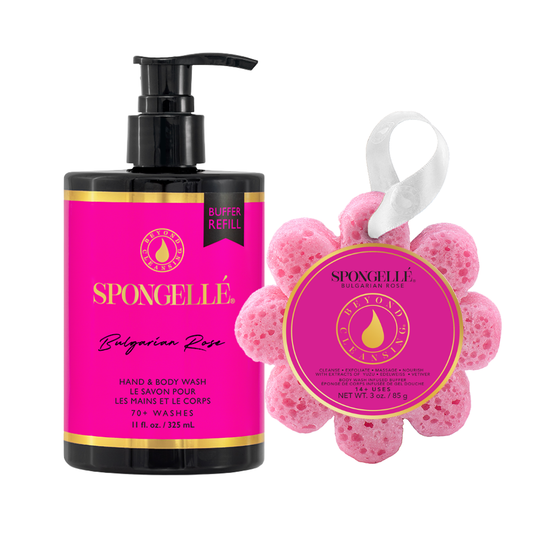 Spongellé Bulgarian Rose Boxed Flower & Body Wash Refill Set