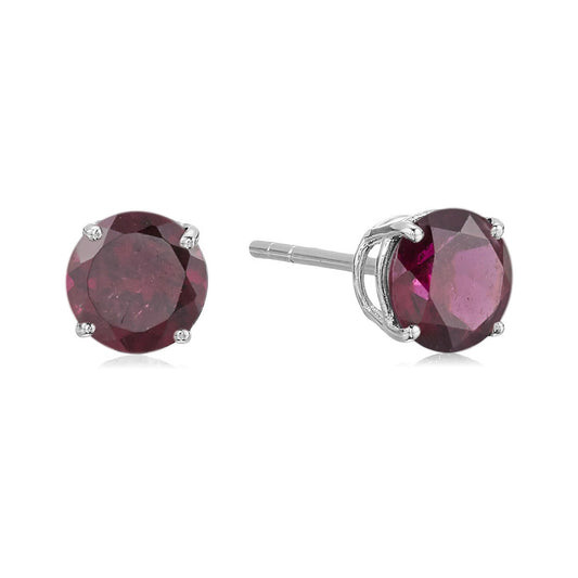 Pinctore Sterling Silver 6mm Round Gemstone Stud Earrings