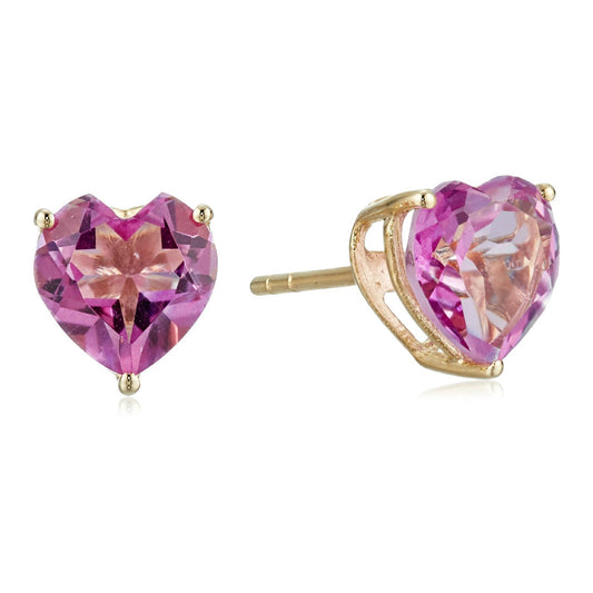 Gilded Lane 10K Gold 7mm Heart-Shaped Gemstone Stud Earrings