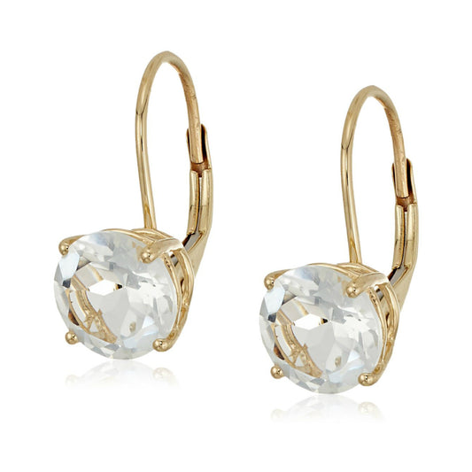 Gilded Lane 10K Gold 7mm Round Gemstone Drop Earrings