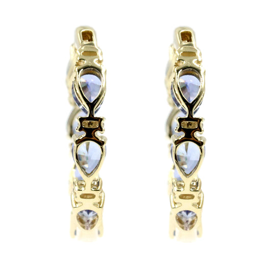 Gilded Lane 14K Gold Pear-Shaped Choice of Sapphire & Diamond Inside-Out Hoop Earrings