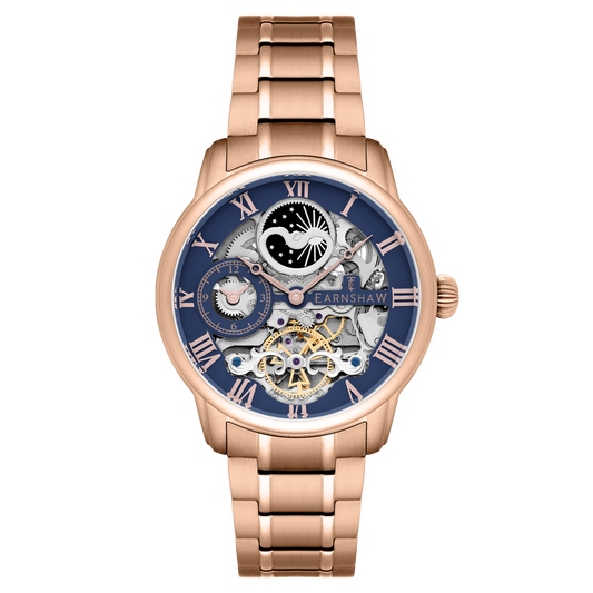 Thomas Earnshaw Men's 44mm Longitude Automatic Moonphase Skeletonized Bracelet Watch