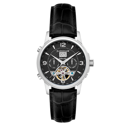 Thomas Earnshaw Men's 42mm Marlyebone Automatic Grand Date Calendar Leather Strap Watch