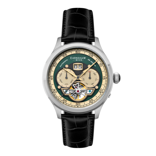 Thomas Earnshaw Men's 43mm Baron Grand Open Heart Automatic Strap Watch