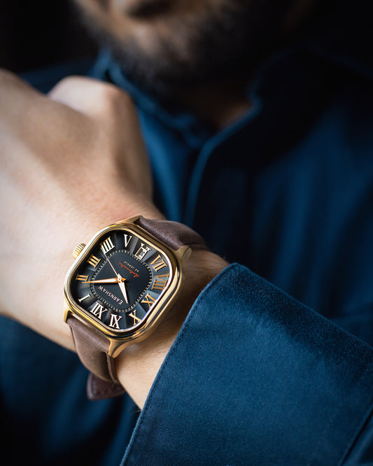 Thomas Earnshaw Men's 39mm Coussin Automatic Square Leather Strap Watch