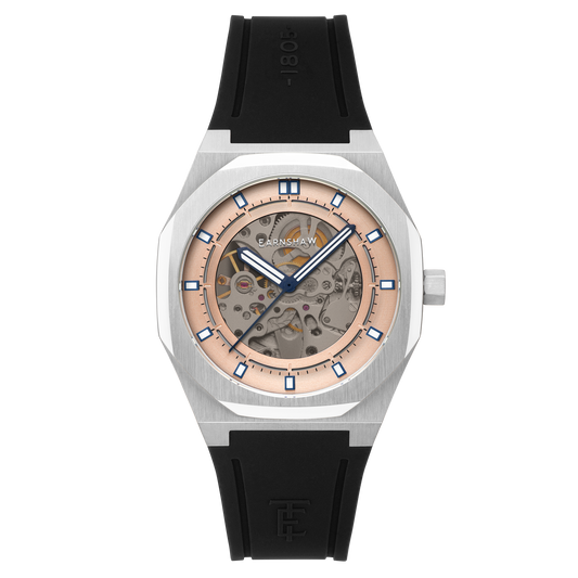 Thomas Earnshaw Men's 42mm Drake Automatic Skeletonize Dial Silicone Strap Watch