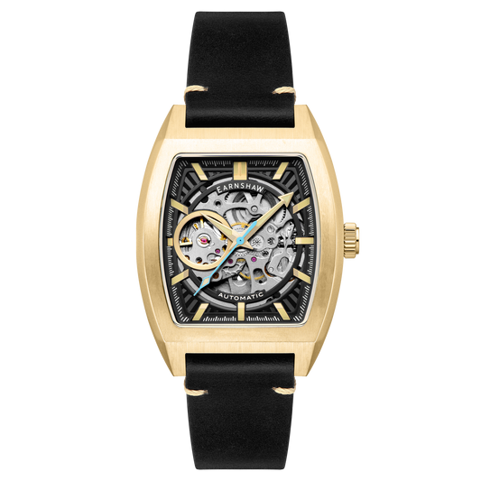 Thomas Earnshaw Men's 40mm Wellington Automatic Skeletonized Tonneau Strap Watch