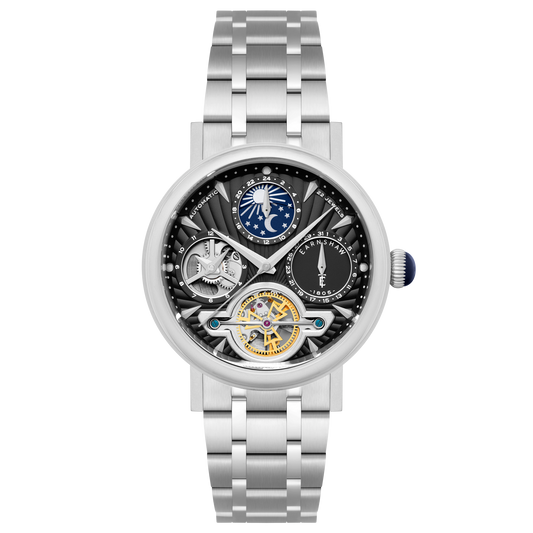 Thomas Earnshaw Men's 42mm Beaufort Automatic Dual Time Moonphase Bracelet Watch