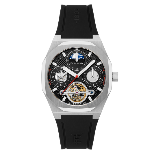 Thomas Earnshaw Men's 42mm Drake Automatic Dual Time Rubber Strap Watch