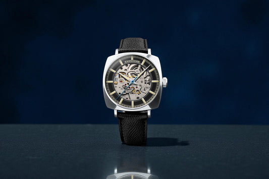 Thomas Earnshaw Men's 40mm Moorgate Automatic Skeletonized Square Leather Strap Watch