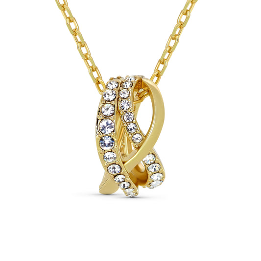 TRYNDI 18K Gold Plated "Eternal Knot" Swarovski Crystal Accented Necklace