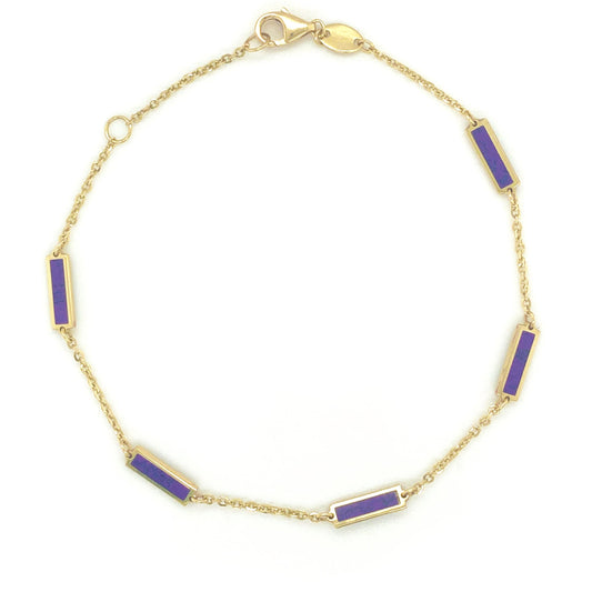 14K Italian Gold Gemstone Bar Station Bracelet