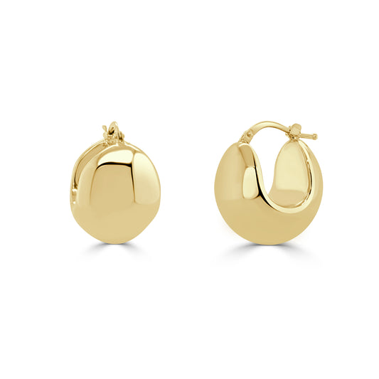 14K Italian Gold Domed Wide Huggie Hoop Earrings
