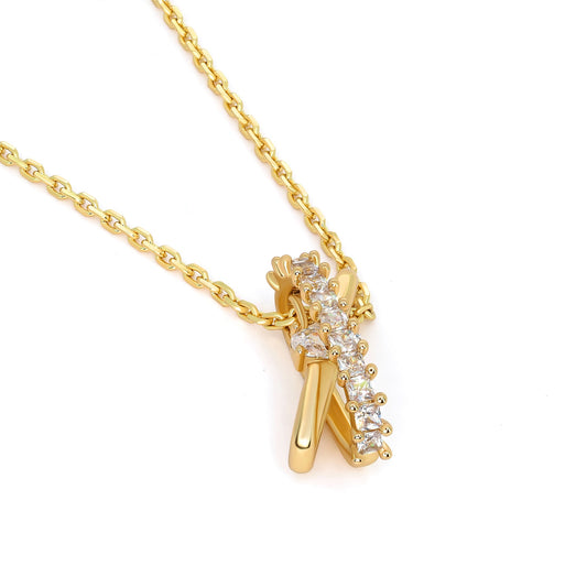 TRYNDI 18K Gold Plated "Golden Twist" Swarovski Crystal Necklace