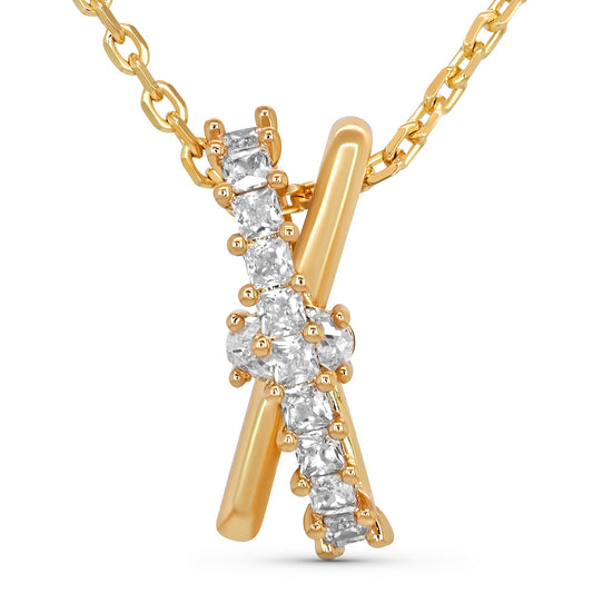TRYNDI 18K Gold Plated "Golden Twist" Swarovski Crystal Necklace