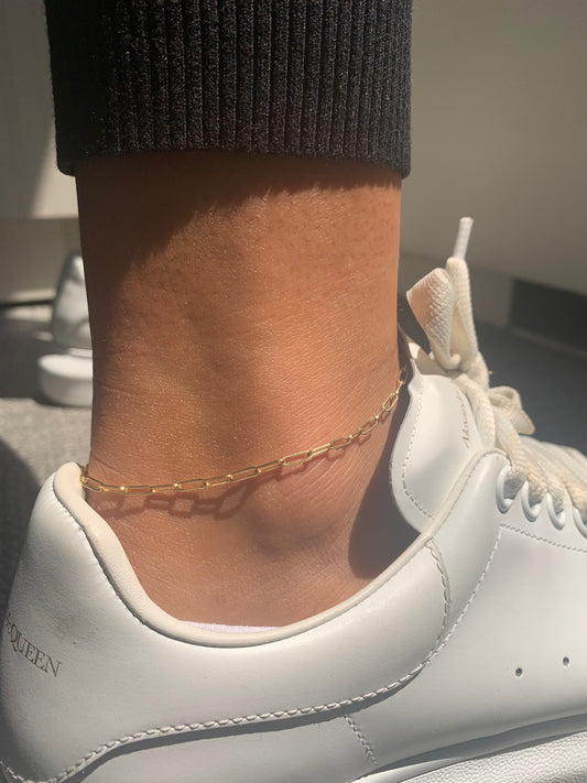 14K Italian Gold Paperclip Link Chain 10" Anklet