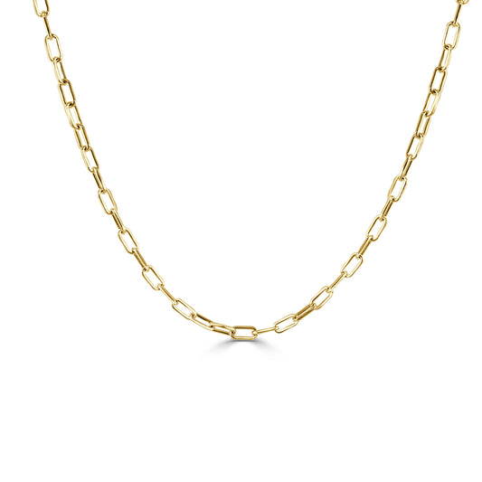 14K Italian Gold 2.5mm Paperclip Link Chain Necklace