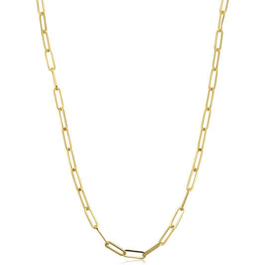 14K Italian Gold 3mm Paperclip Link Chain Necklace