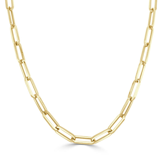 14K Italian Gold 4mm Paperclip Link Chain 18" Necklace