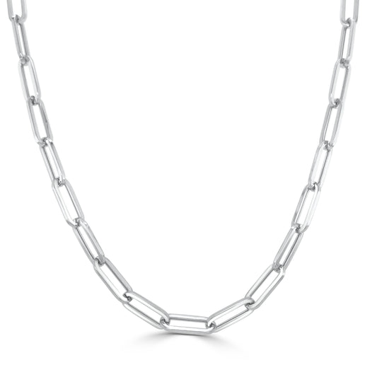 14K Italian Gold 4mm Paperclip Link Chain 18" Necklace
