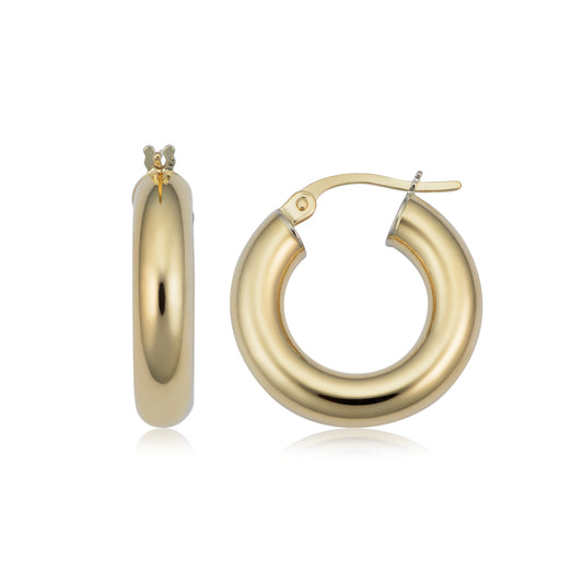 14K Italian Gold Round Polished Hoop Earrings
