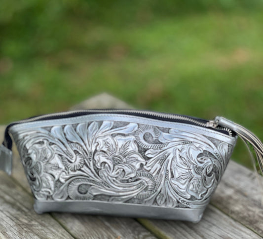 ALLE Handbags Cosmetic Hand-Tooled Leather Bag