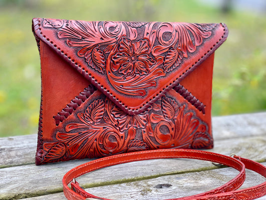 ALLE Handbags Italia Hand-Tooled Leather Crossbody & Clutch Bag