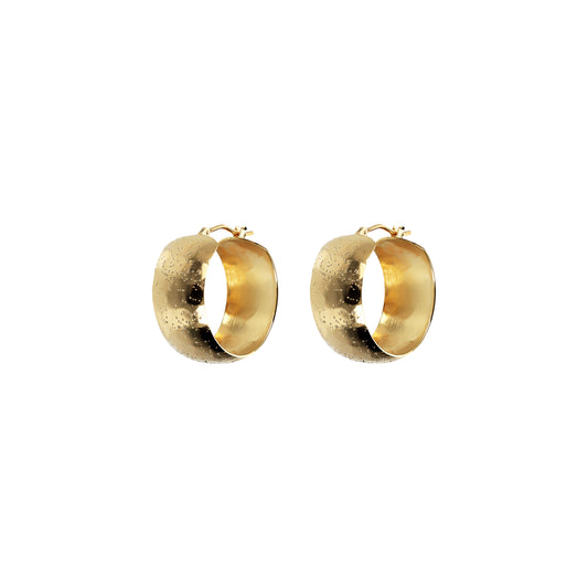 Toscana Italiana 18K Gold Plated Sparkle Finish Wide Hoop Earrings