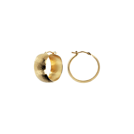 Toscana Italiana 18K Gold Plated Sparkle Finish Wide Hoop Earrings