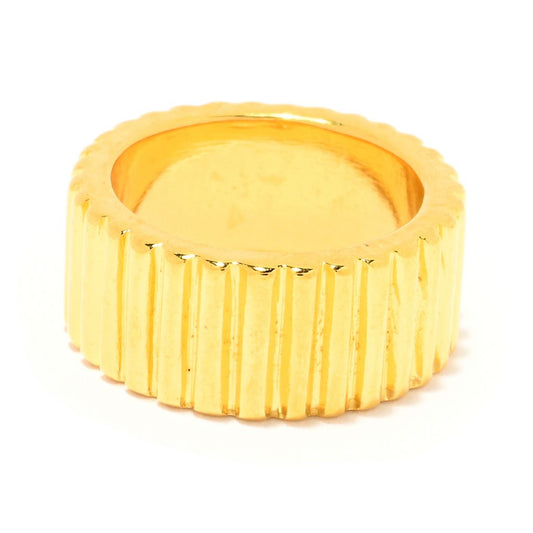 MAYAMAR Gold Plated Ribbed Cigar Band Ring