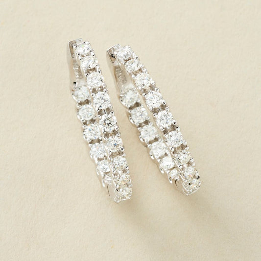 Peace Jewelers 14K Gold Choice of 2 or 3 Carats Lab-Grown Diamond Hoop Earrings