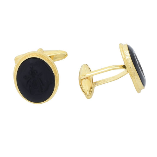 Tagliamonte 18K Gold Plated Venetian Glass Bee Cameo Cuff Links