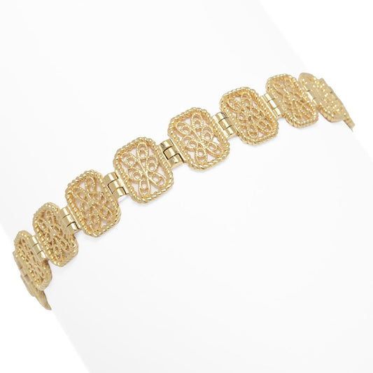 Passport to Turkey Gold Plated Filigree Panel Line Bracelet