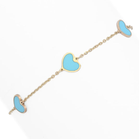 Sabrina Designs 14K Gold Turquoise Heart Station Bracelet