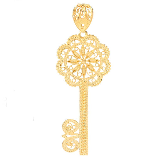 Passport to Turkey Gold Plated Filigree Key Pendant