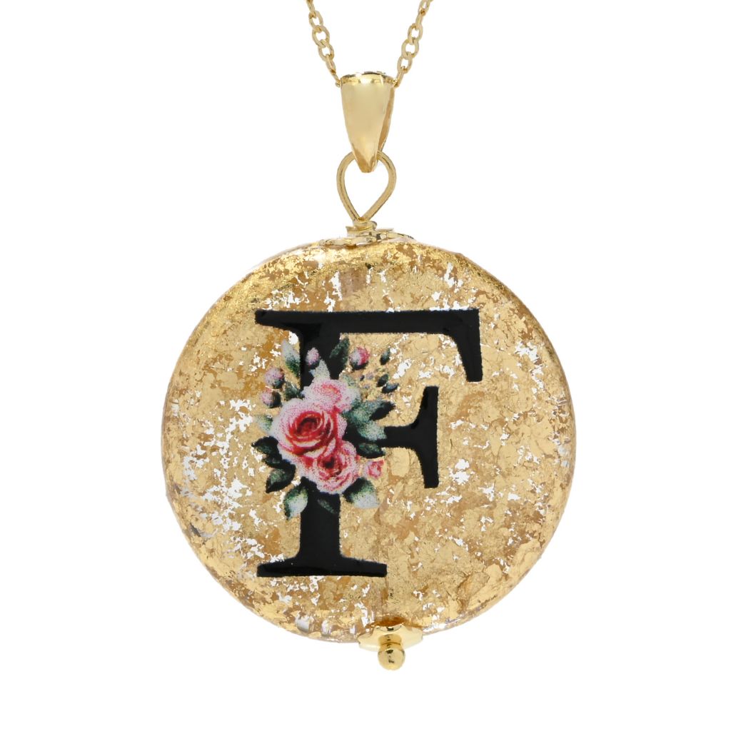 Il Murano 18K Gold Plated Murano Glass Initial Pendant