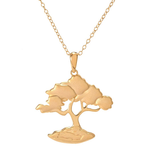 Passport to China 18K Gold Plated Satin Finish Bonsai Tree Pendant