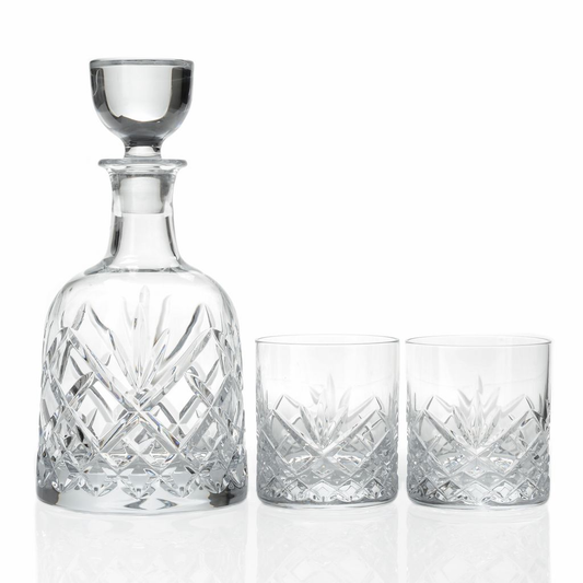 Marquis by Waterford Patterson Set of 2 (8 oz) Double Old Fashioned Glasses & 24 oz Decanter