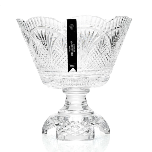 House of Waterford 12" Handmade Wedge Cut Crystal Footed Tripod Bowl