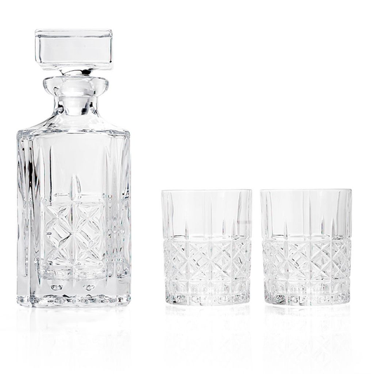 Marquis by Waterford Brady 32oz Decanter & Set of 2 (11 oz) Double Old Fashioned Glasses