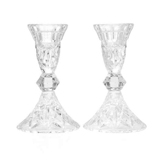 Waterford Crystal Romantic 5" Set of 2 Footed Taper Candle Holders