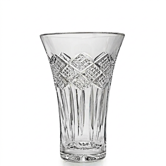 House of Waterford 8" Crystal Cliffs of Moher Strawberry-Cut Vase