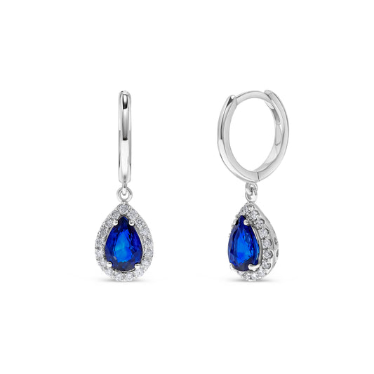 Luxury by Leonardo 14K Gold Pear-Shaped Blue Sapphire & Diamond Drop Earrings