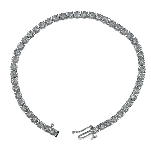 Peace Jewelers Sterling Silver 1.00ctw Lab-Grown Diamond Illusion Set Line Bracelet