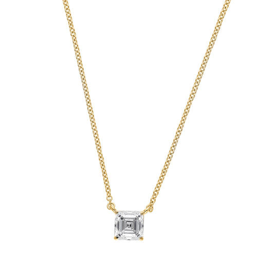 Peace Jewelers 14K Gold Asscher-Cut Lab-Grown Diamond Solitaire Necklace