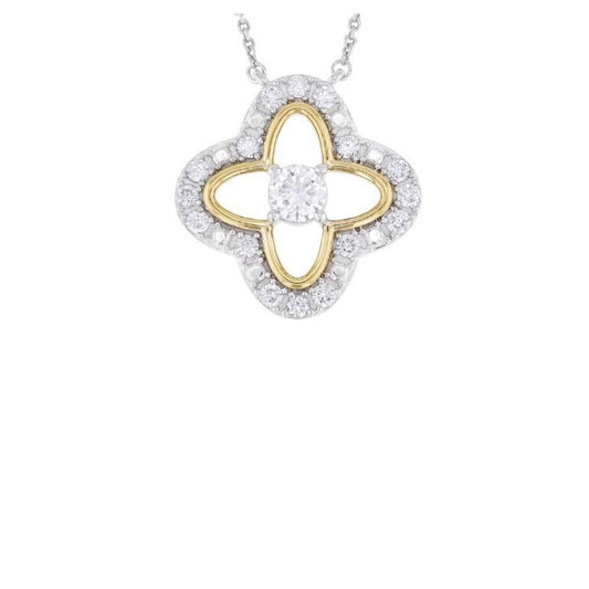 Peace Jewelers 18K Gold Accented 0.70ctw Lab-Grown Diamond Clover Pendant with Chain