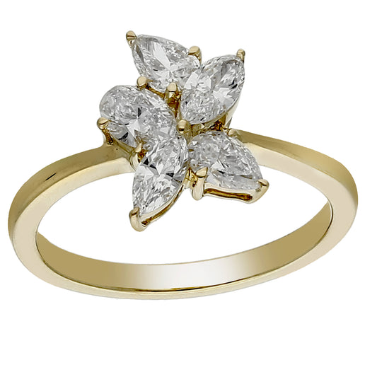 Peace Jewelers 14K Gold 0.95ctw Fancy Shape Lab-Grown Diamond Cluster Ring