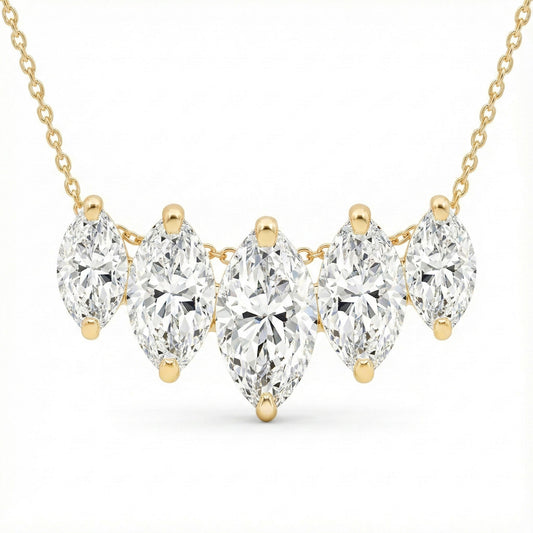 TRYNDI 14K Gold 0.50ctw Lab-Grown Diamond Graduated Marquise Necklace